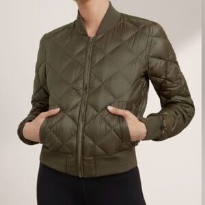 TNA Olive League Jacket Quilted Bomber Jacket Women XXS Military Army Spring